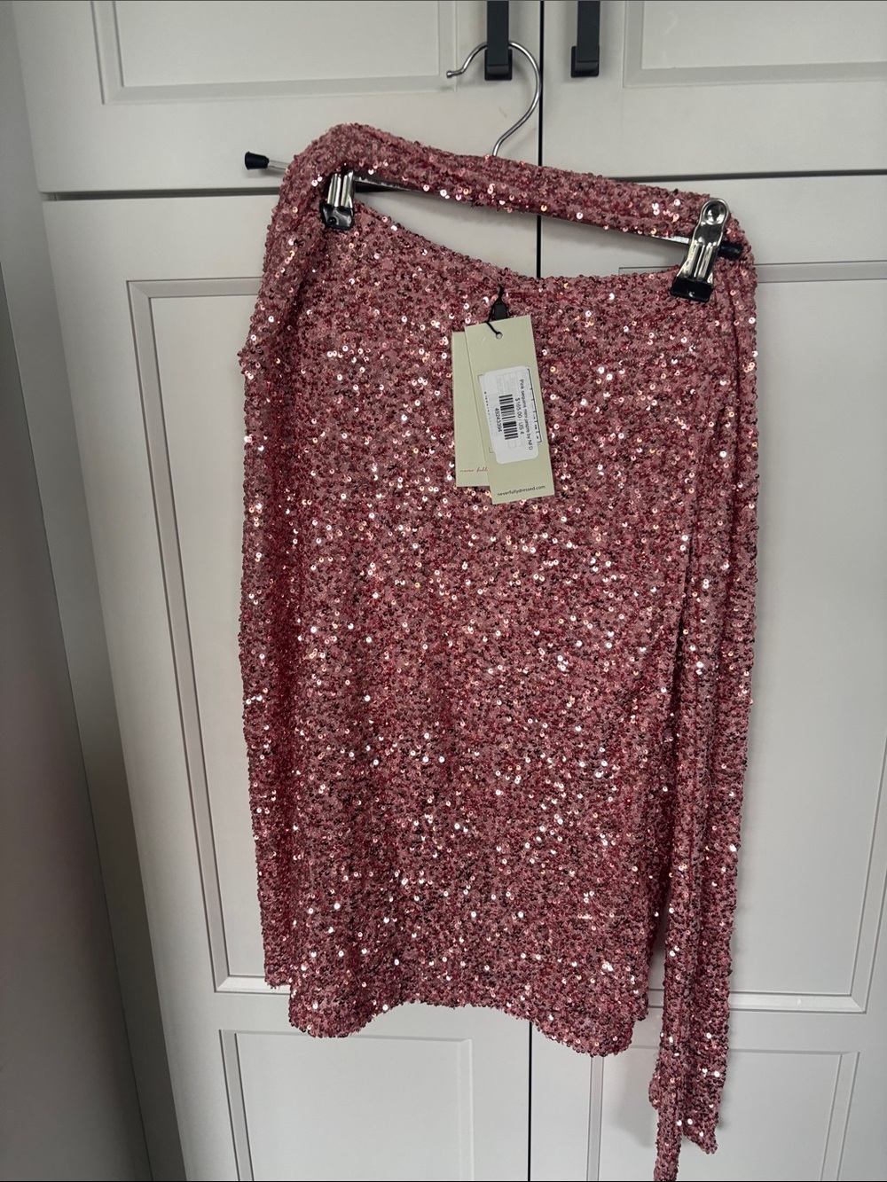 Never Fully Dressed Sequin Midi Skirt in Rose